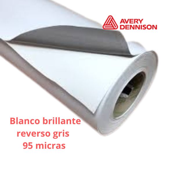 Vinilo Avery MPI3822| blanco brillante reverso gris 95 micras| PVC monomérico