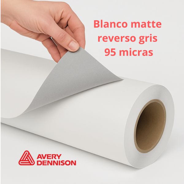 Vinilo Avery MPI3822| blanco matte reverso gris 95 micras|PVC monomérico