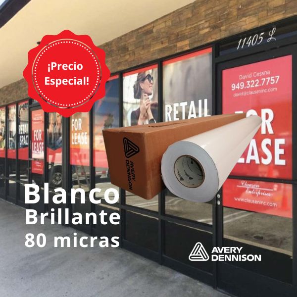 Vinilo Avery MPI3700 | Blanco brillante 80 micras | Rollo 1.06 × 50 m| PVC monomérico