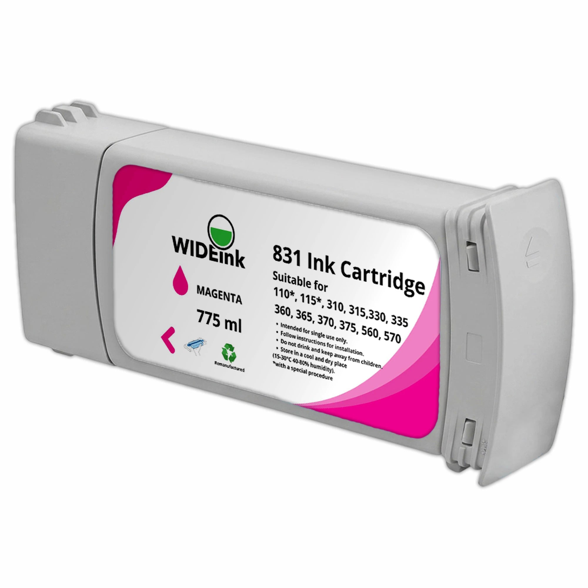 Cartucho de tinta Latex 831 Wideink M-MAGENTA  775 ml en perspectiva