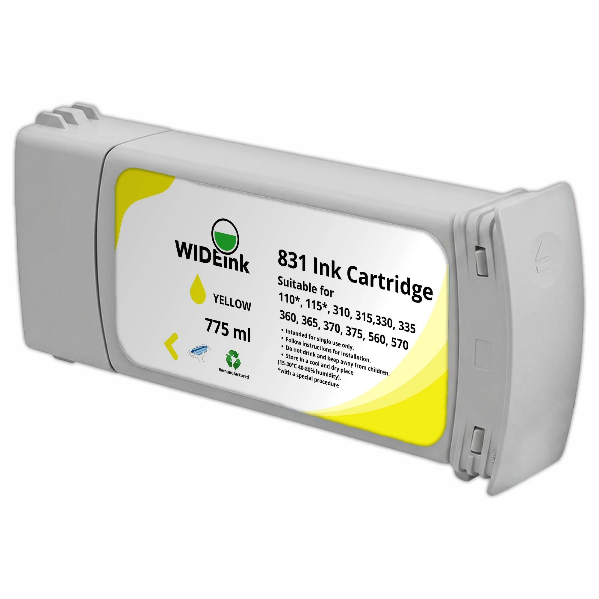 Cartucho de tinta Latex 831 Wideink Y -YELLOW  775 ml en perspectiva