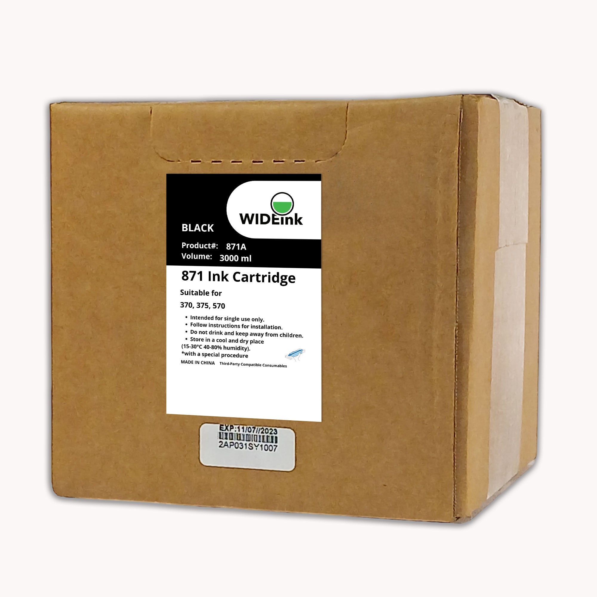 Cartucho de tinta Latex 871 Wideink BK -Black Caja 3lt