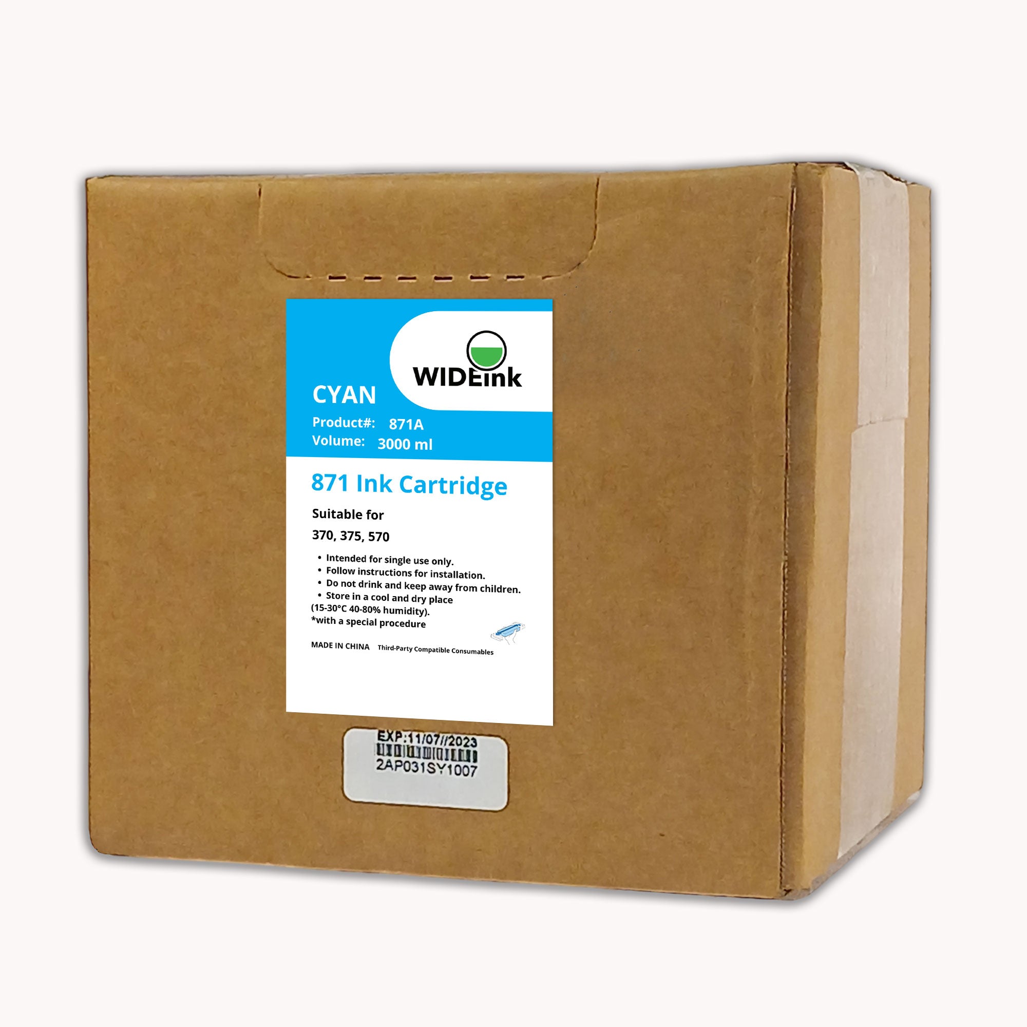 Cartucho de tinta Latex 871 Wideink C -Cyan  Caja 3lt