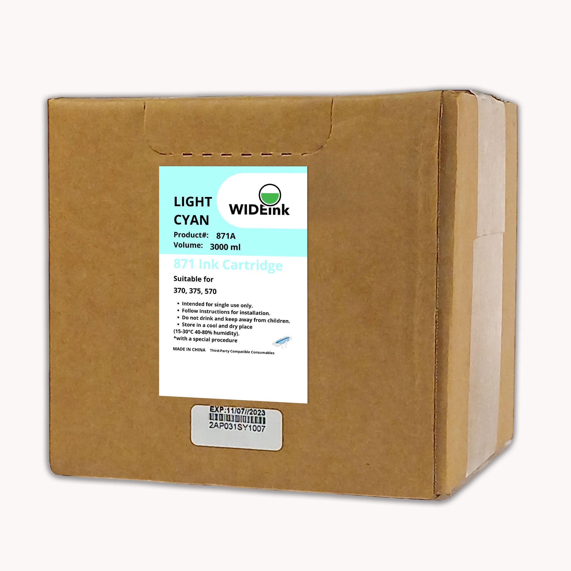 Cartucho de tinta Latex 871 Wideink LC -Light Cyan  Caja 3lt