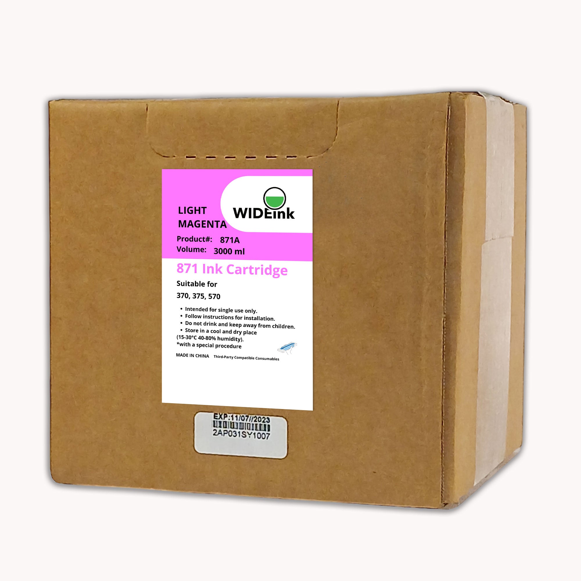 Cartucho de tinta Latex 871 Wideink LM -Light Magenta Caja 3lt