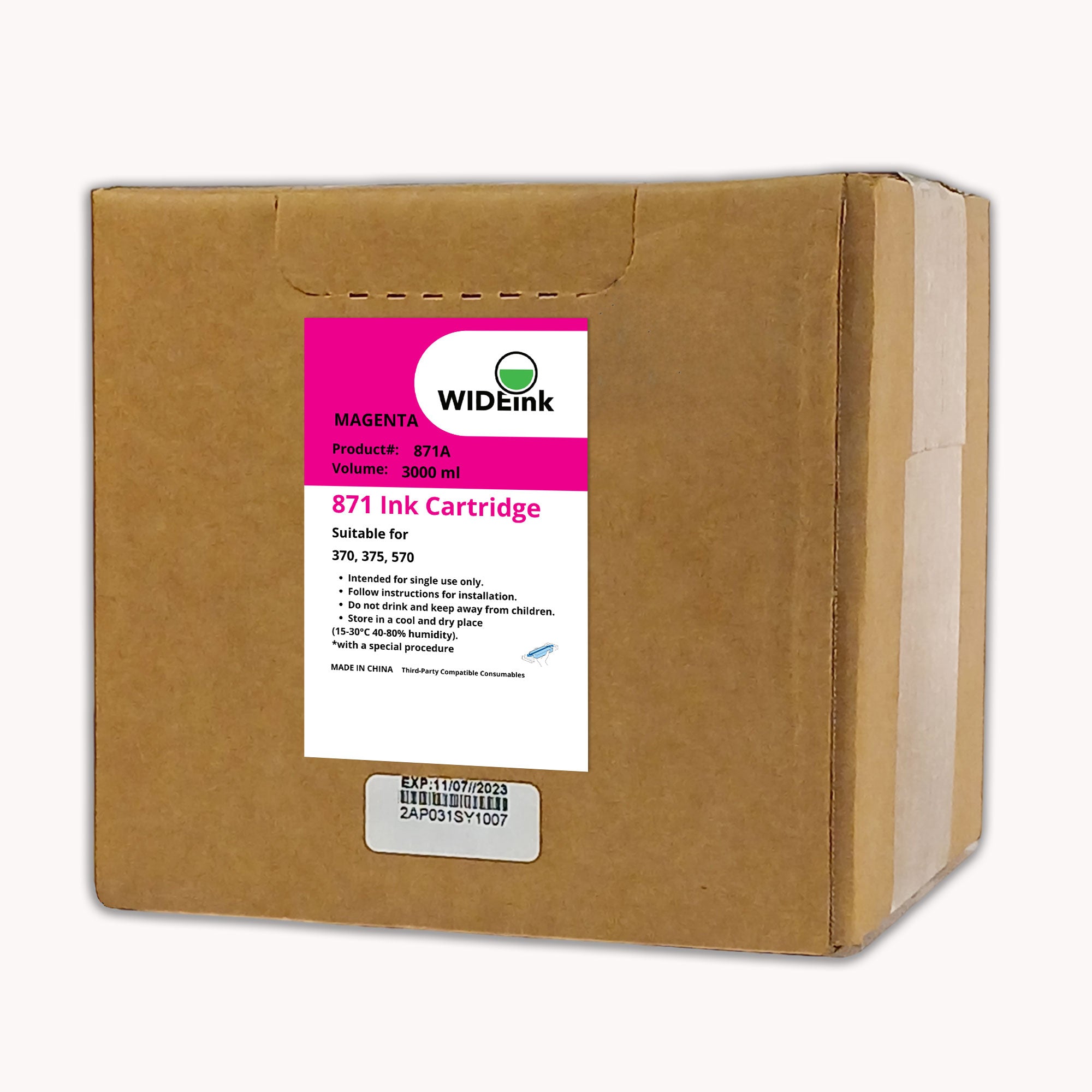 Cartucho de tinta Latex 871 Wideink M -Magenta Caja 3lt