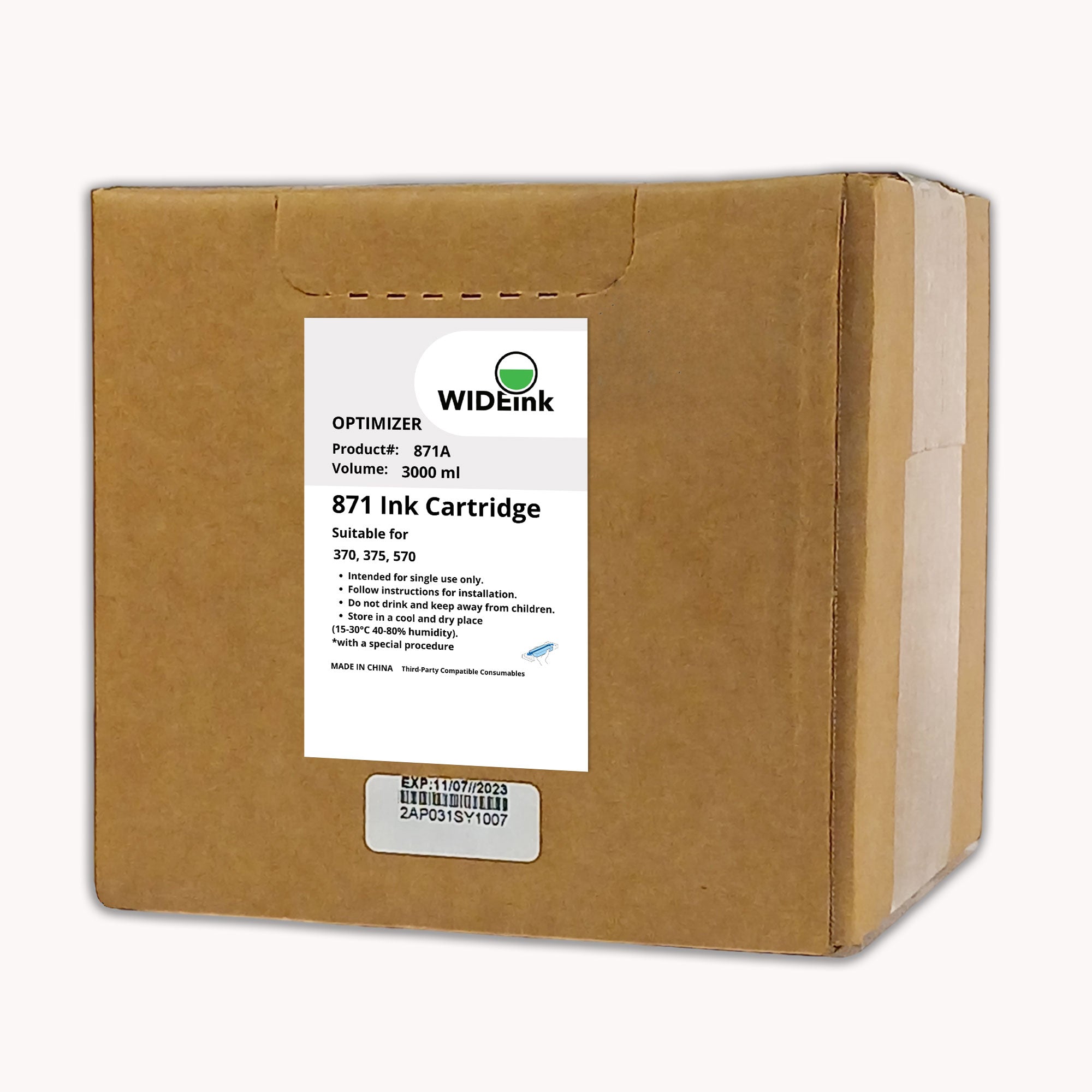 Cartucho de tinta Latex 871 Wideink OPT -Optimizador Caja 3lt